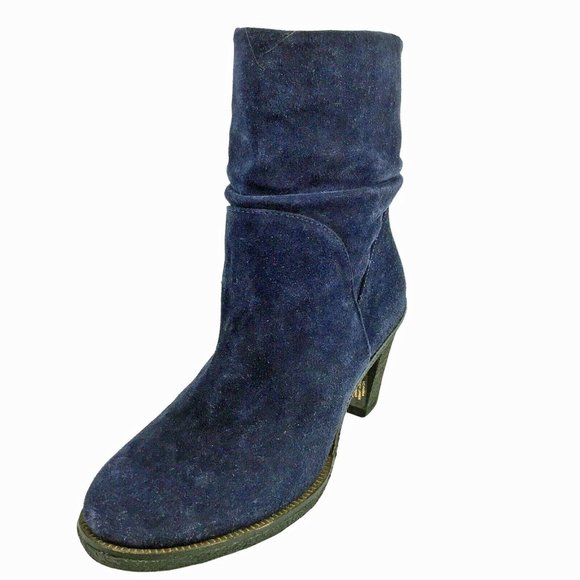 VINCE CAMUTO Parka Navy Blue Suede‎ Slouch Ankle Boots - Picture 4 of 7